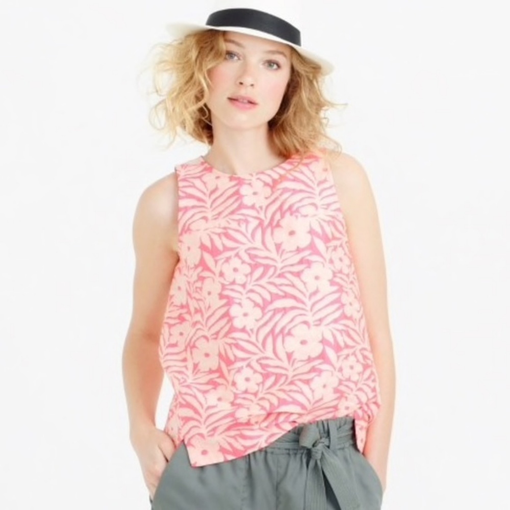 J. Crew seamed shell in plumeria jacquard